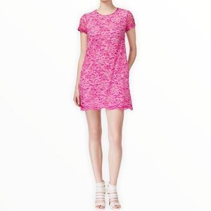 CeCe Pink Corded Lace Short Sleeve Shift Mini Dress size 10